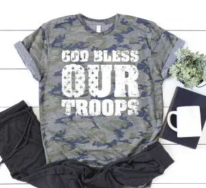 God Bless Our Troops Camo Tee