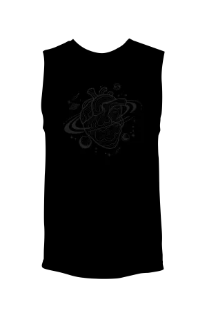 Gravitational Heart (Black on Black) - Unisex Muscle Tank