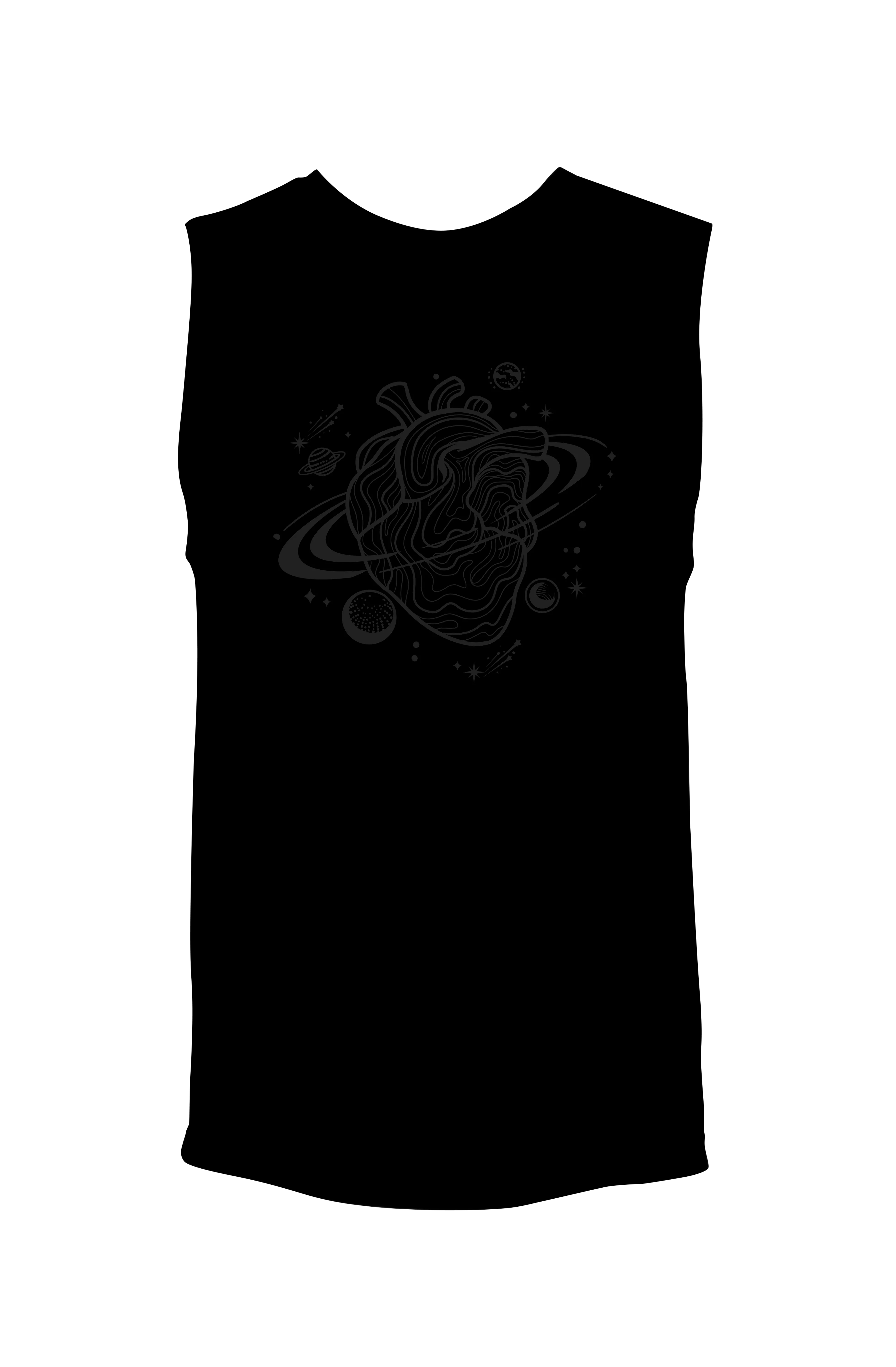 Gravitational Heart (Black on Black) - Unisex Muscle Tank