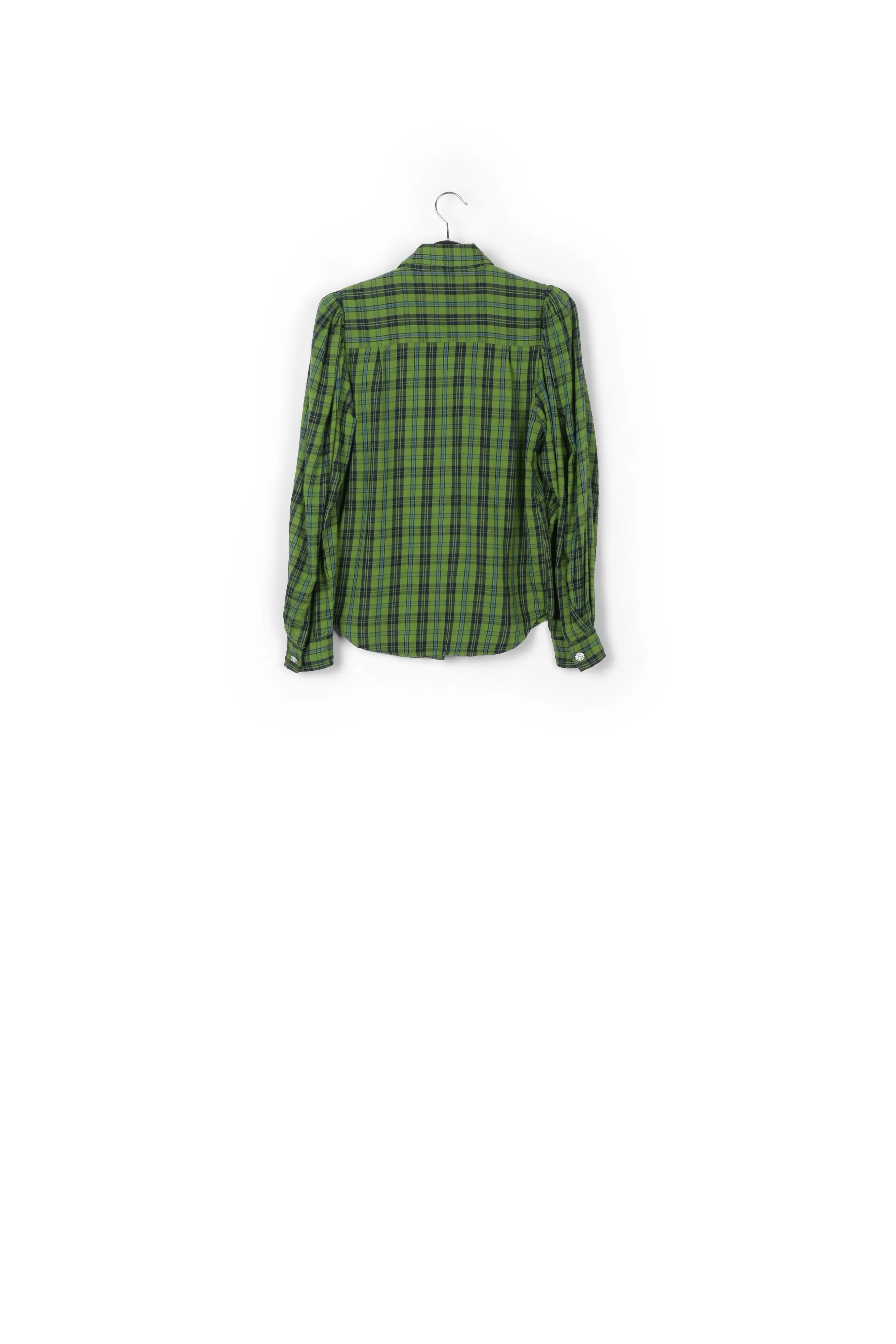 Green, blue and black flannel shirt