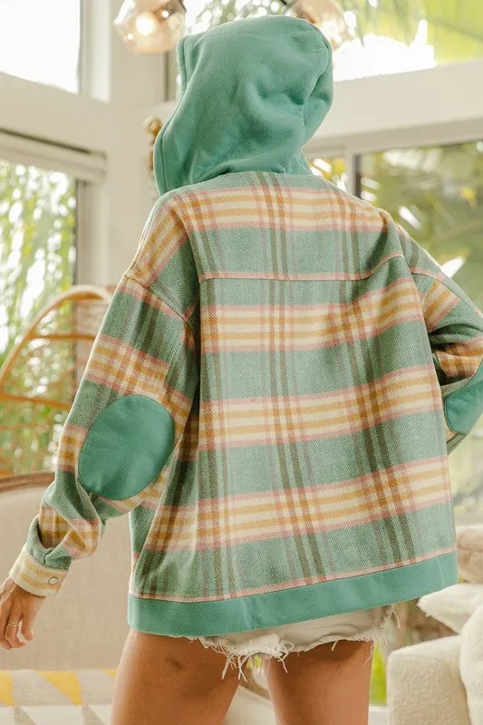 Green Plaid Jacket with Hood