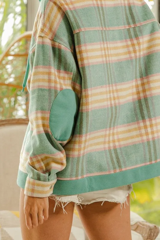 Green Plaid Jacket with Hood