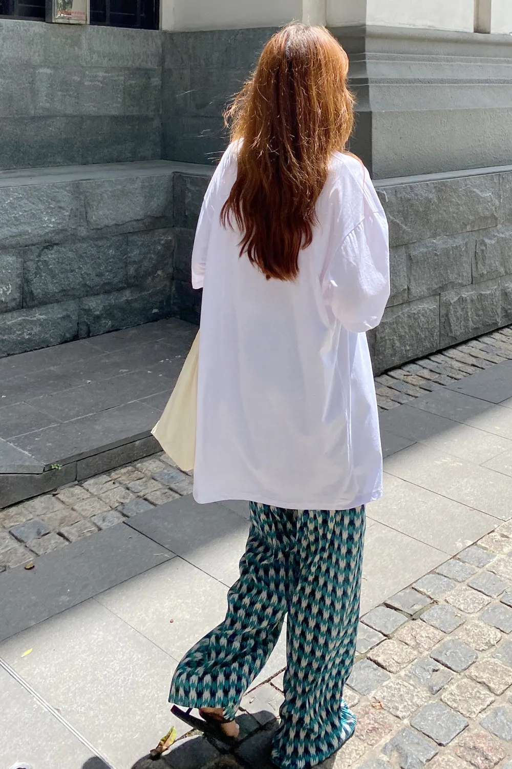 Green Trendy Plaid Wide Leg Loose Pants