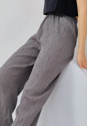 Grey Crinkle Loose Pants