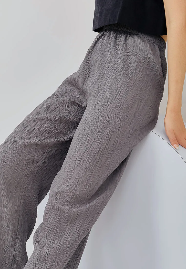 Grey Crinkle Loose Pants