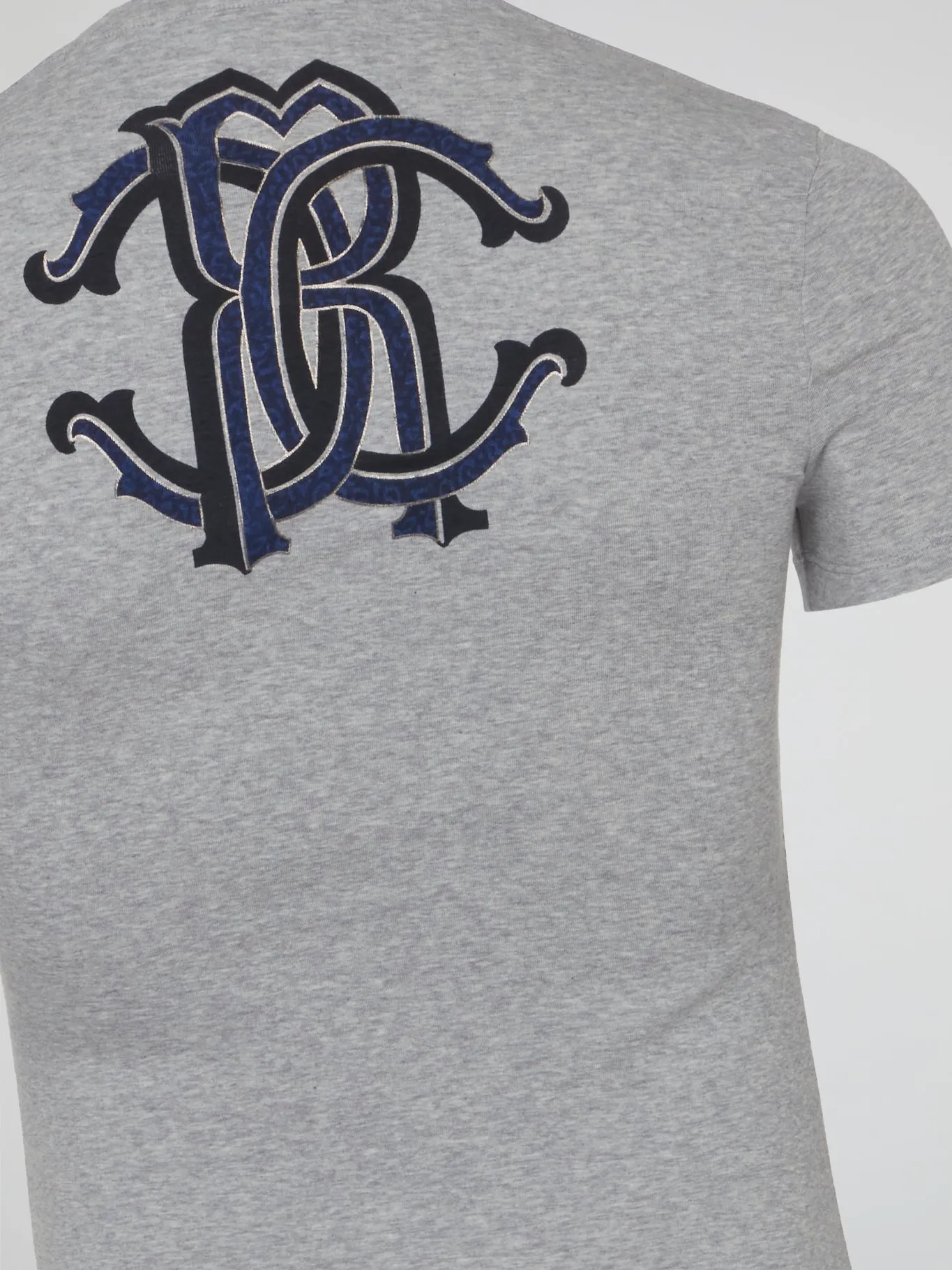 Grey Logo Print V-Neck T-Shirt