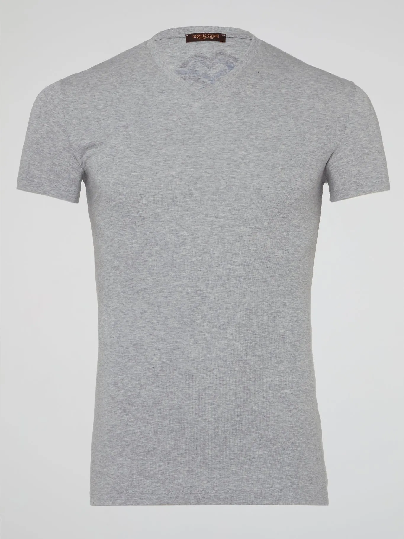 Grey Logo Print V-Neck T-Shirt