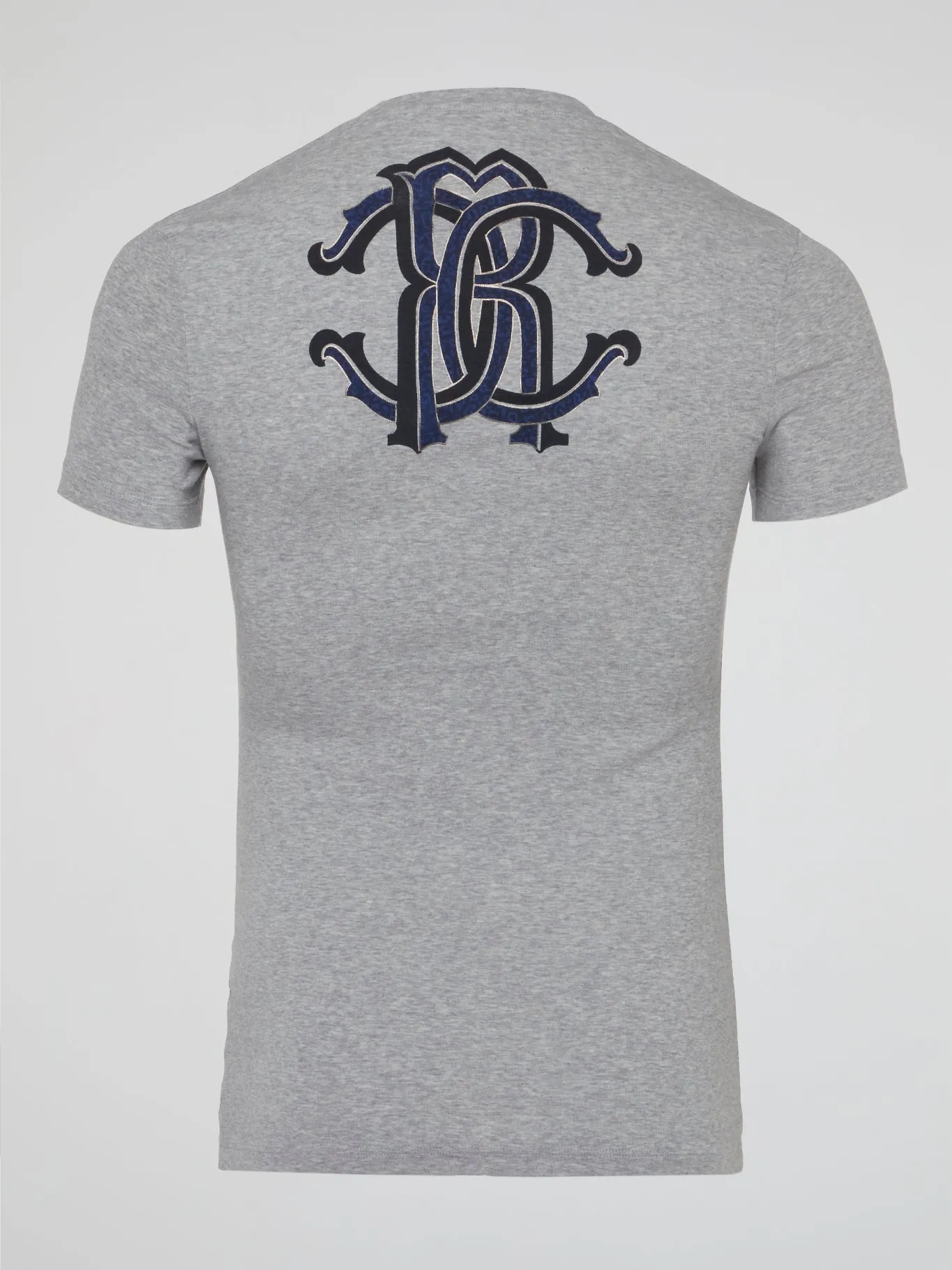Grey Logo Print V-Neck T-Shirt