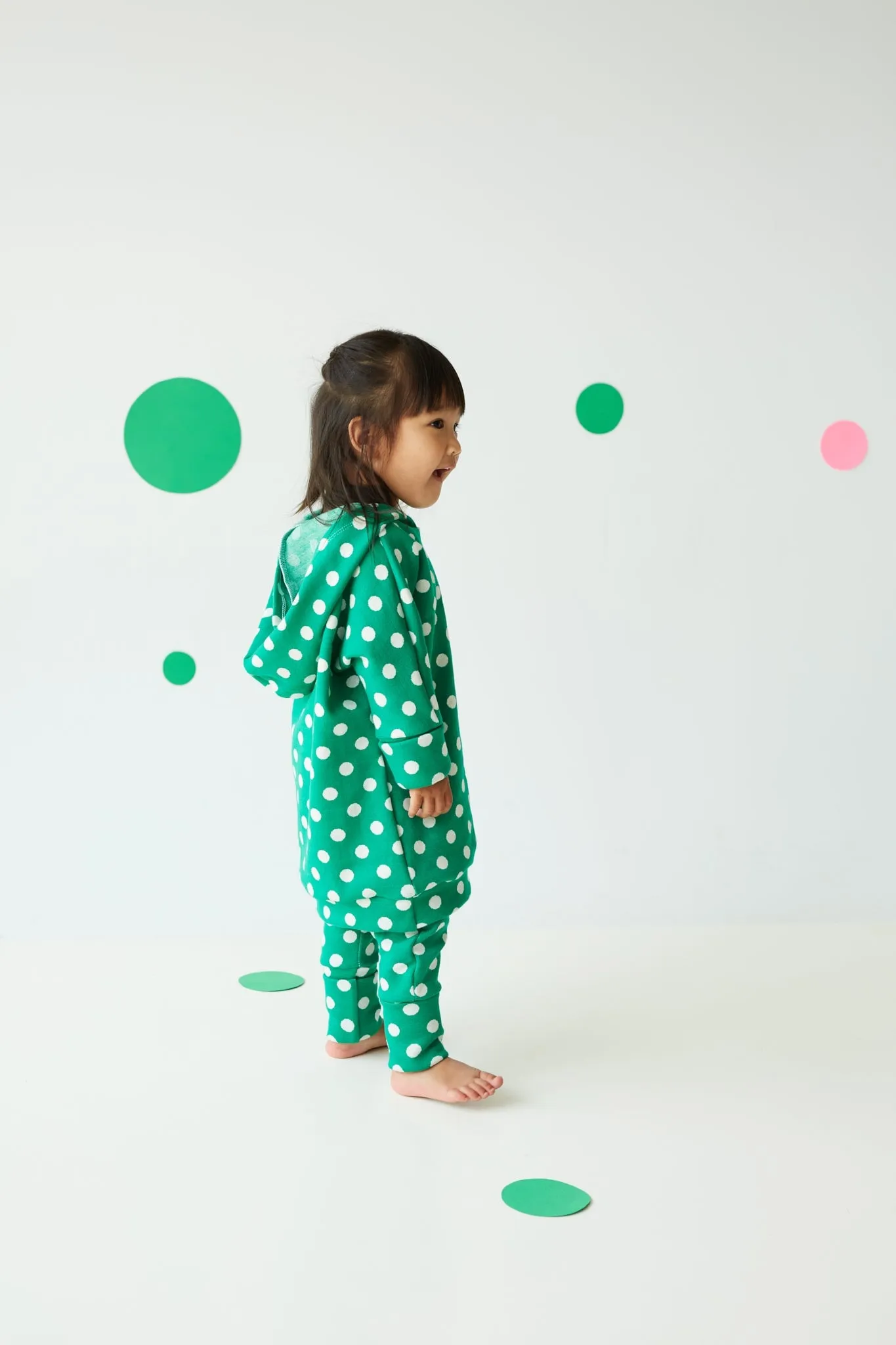 Grow With Me Hoodie | Green   Polka Dots