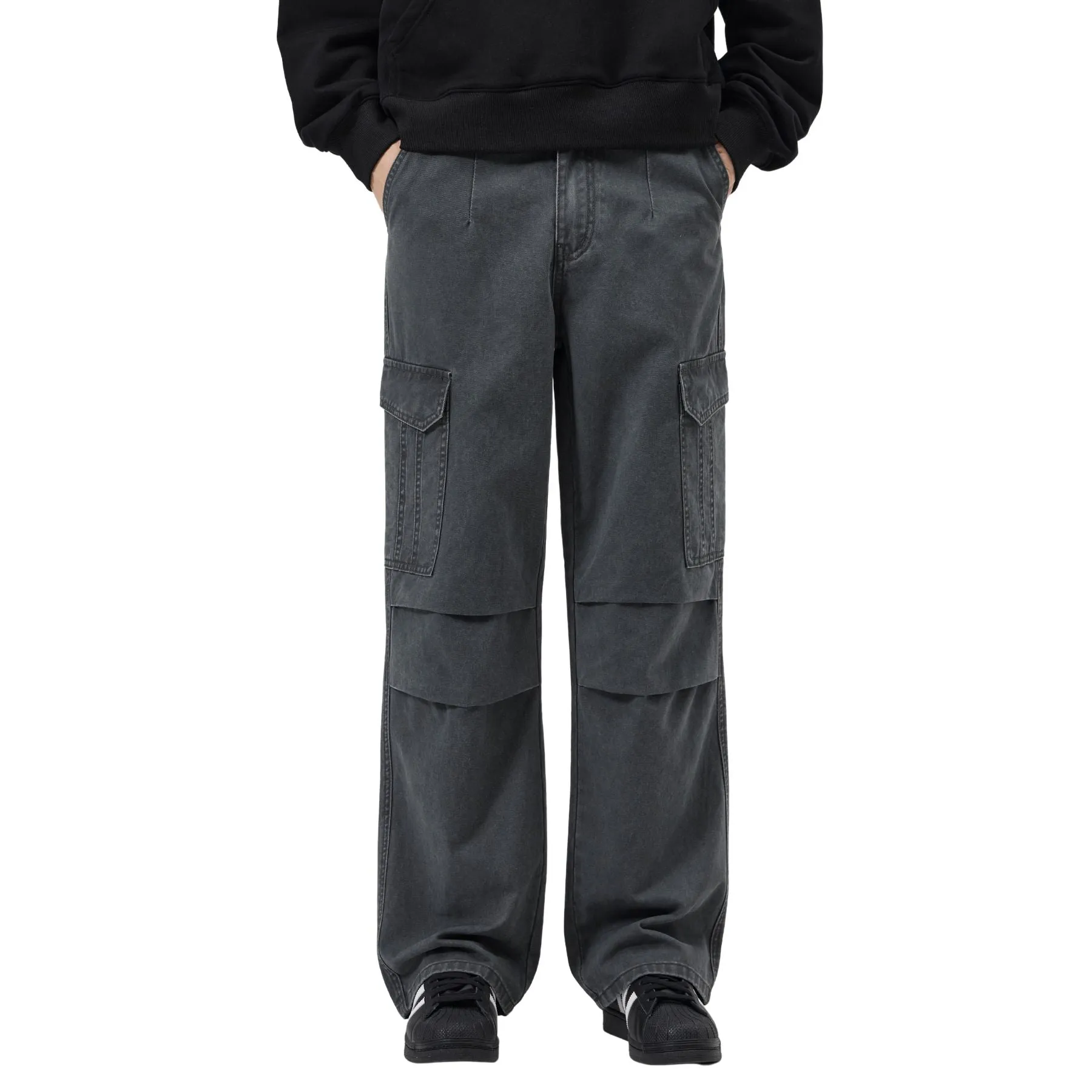 Guys Vintage Washed Baggy Parachute Pants