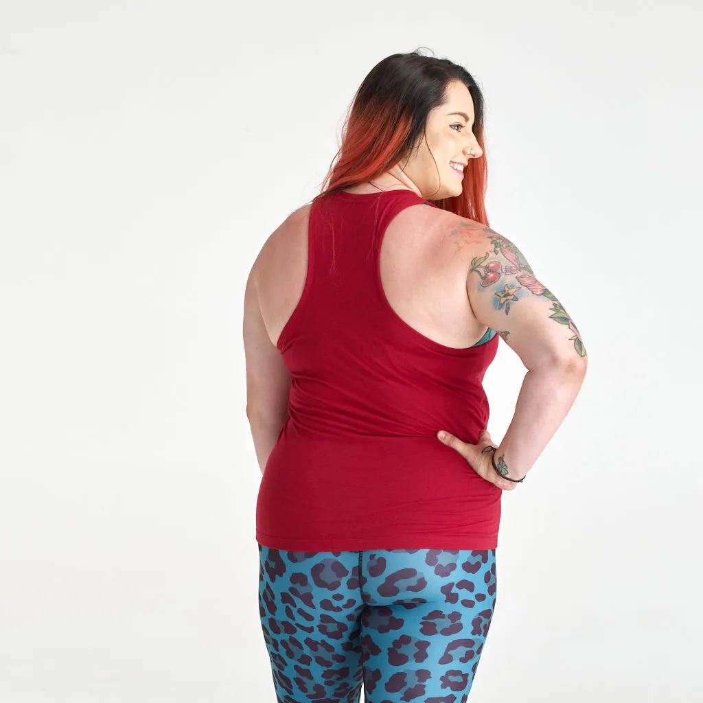 Halo Leopard Muscle Tank in Crimson