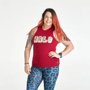 Halo Leopard Muscle Tank in Crimson