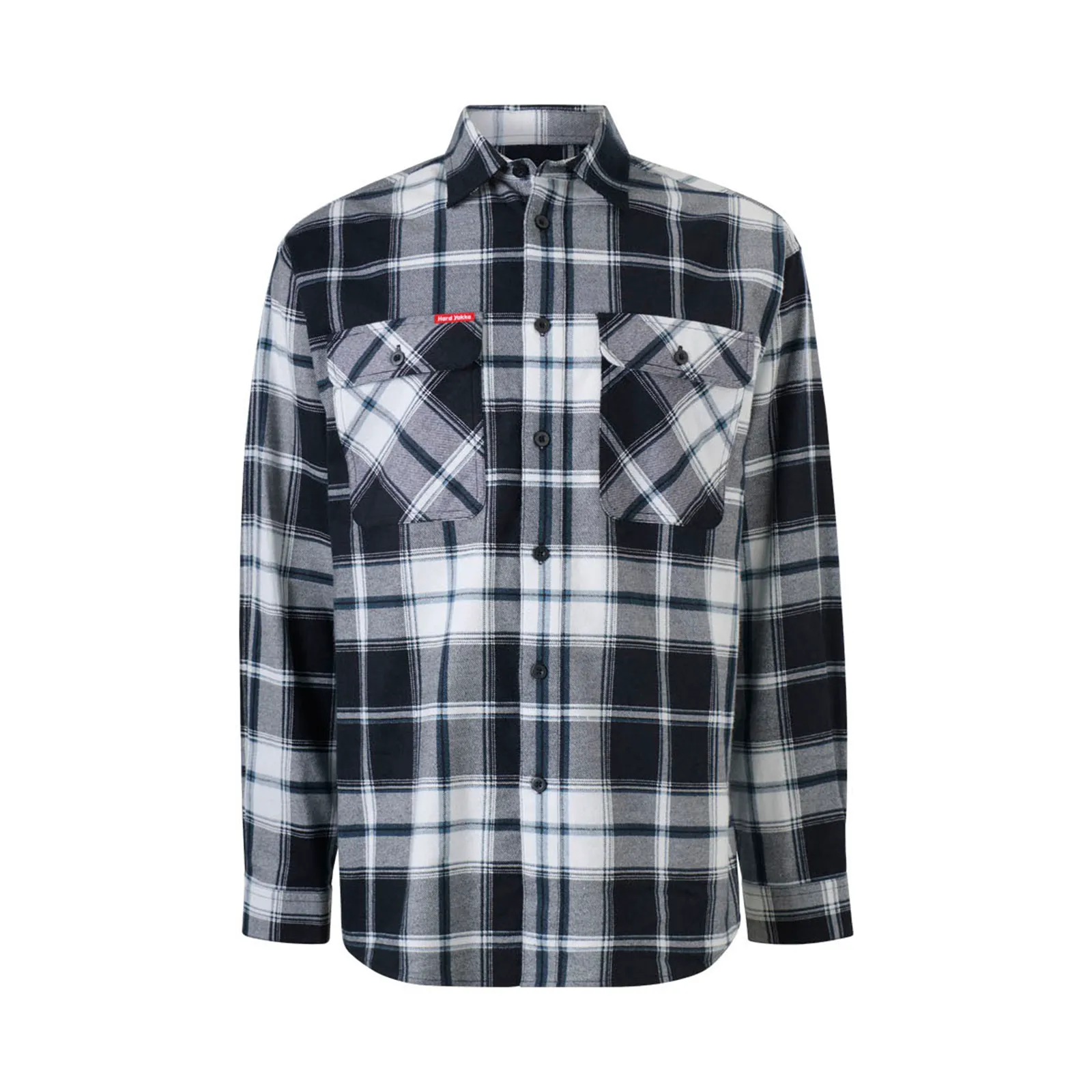 Hard Yakka Size L Black Mist Check Long Sleeve Flannel Shirt
