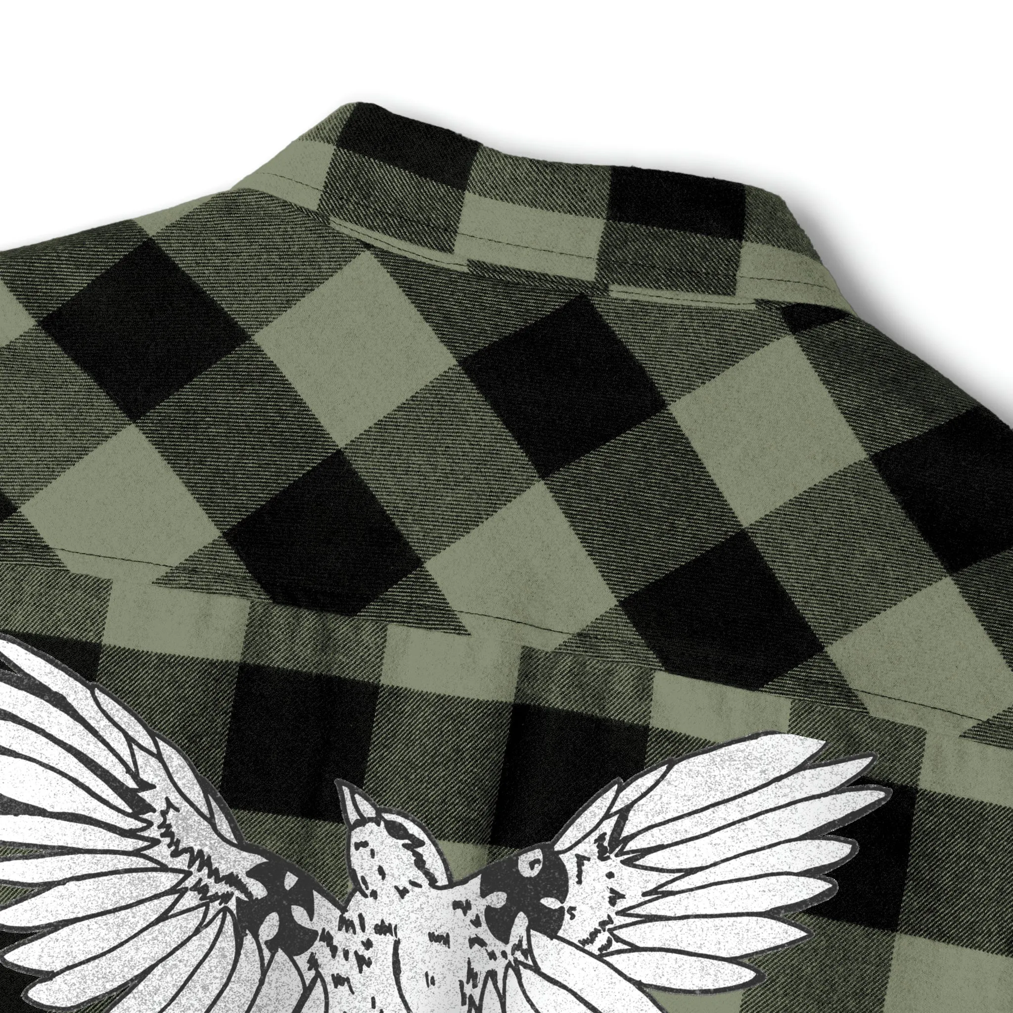 Heavyweight Pleated Military Green Flannel Shirt-Grain Mockingbird