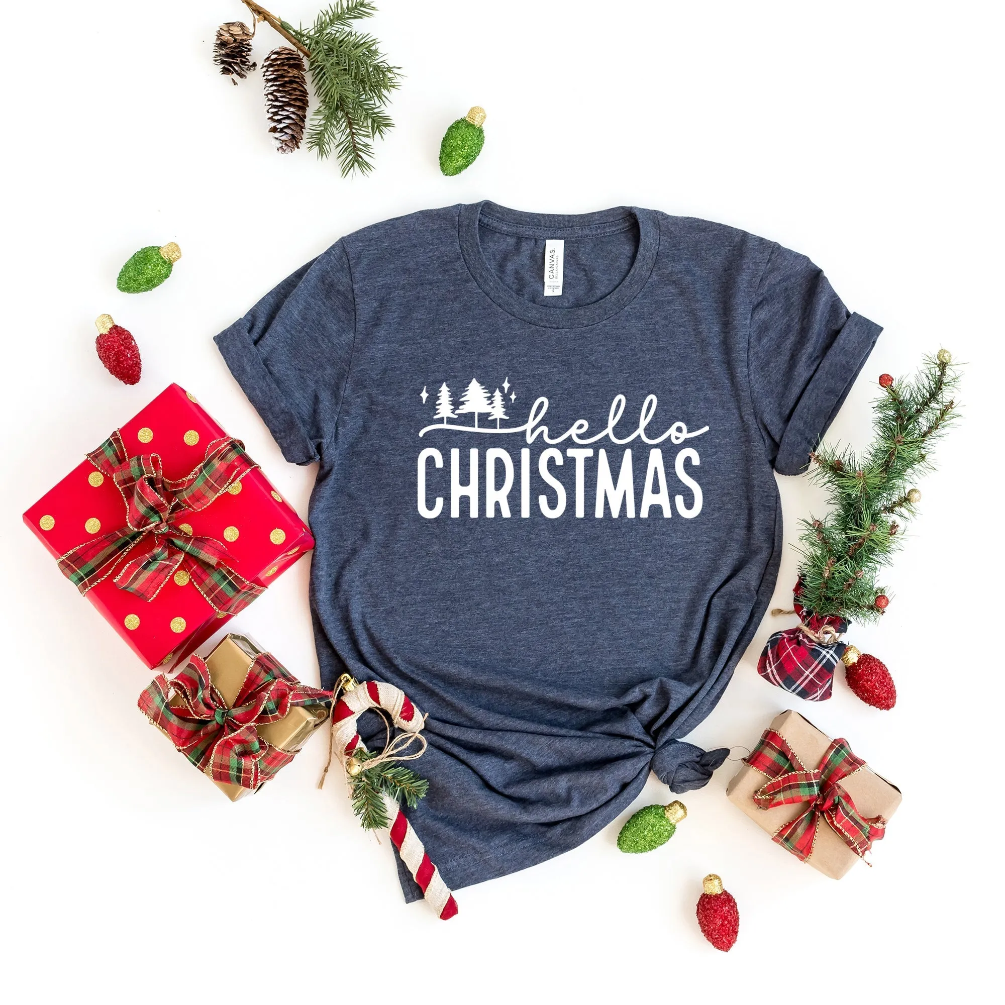 Hello Christmas Trees | Short Sleeve Crew Neck