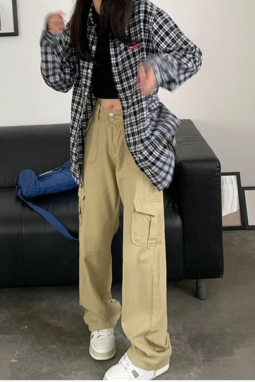 High Waist Loose Wide Leg Cargo Pants