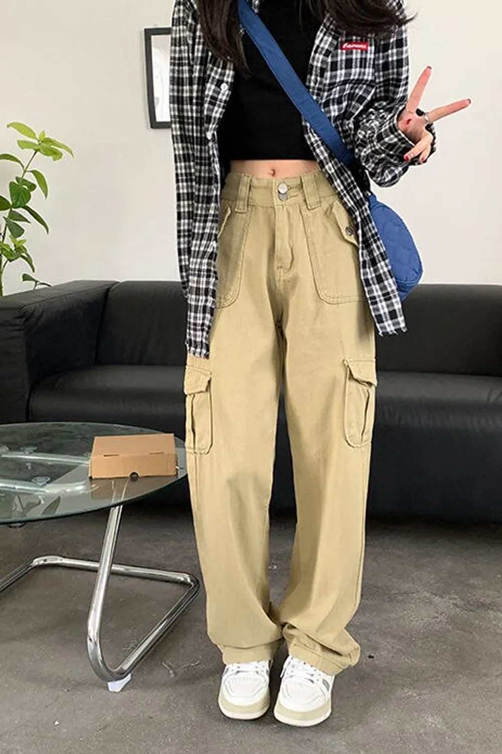 High Waist Loose Wide Leg Cargo Pants