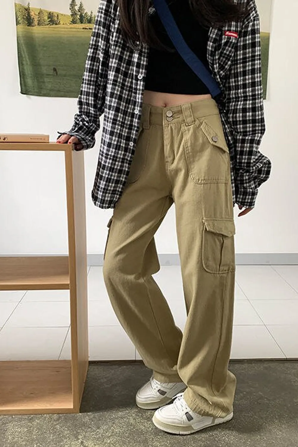 High Waist Loose Wide Leg Cargo Pants
