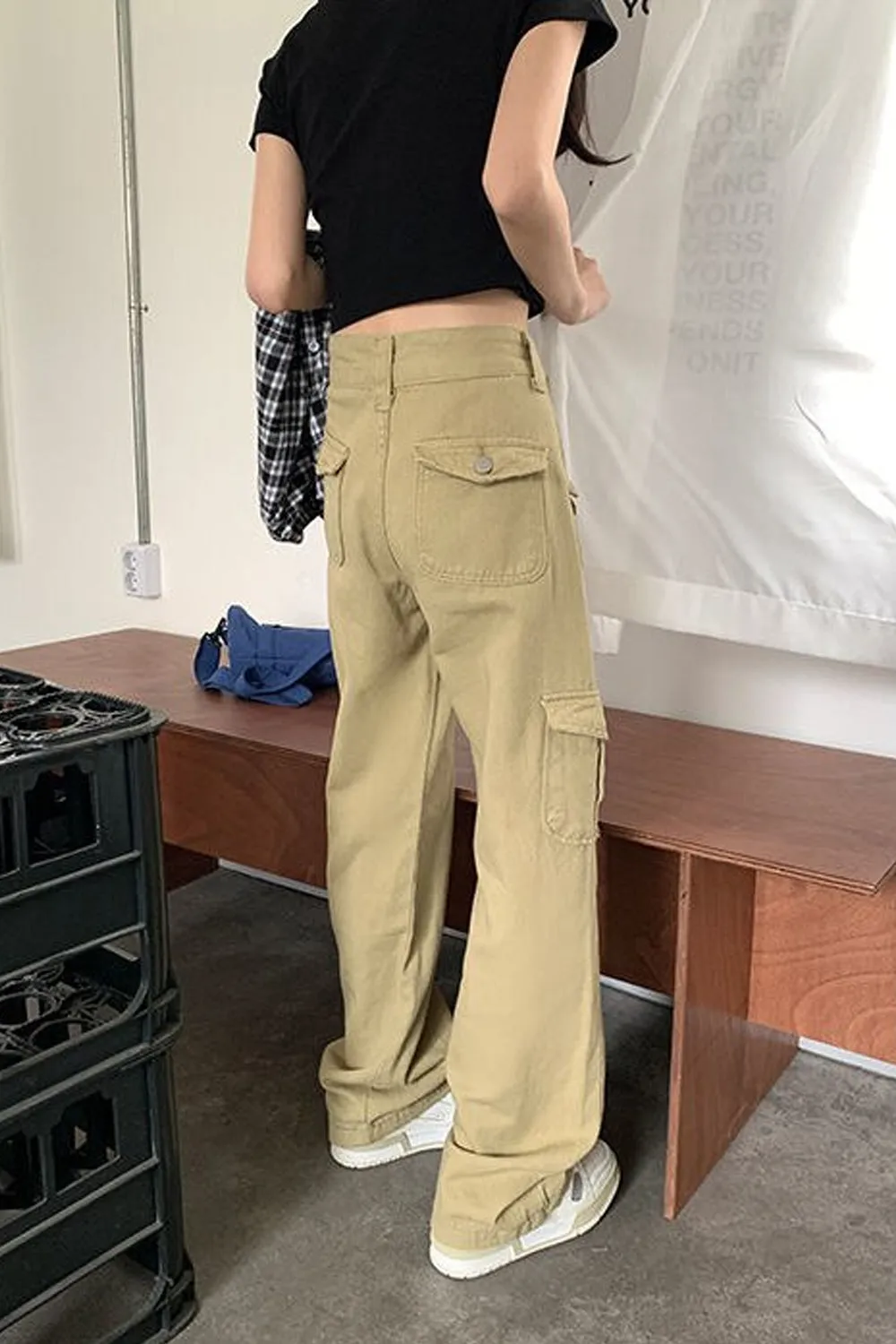 High Waist Loose Wide Leg Cargo Pants