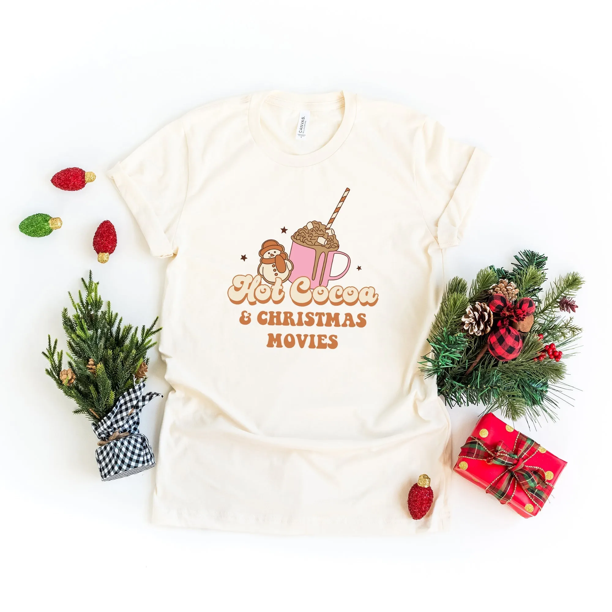 Hot Cocoa And Christmas Movies | Short Sleeve Crew Neck