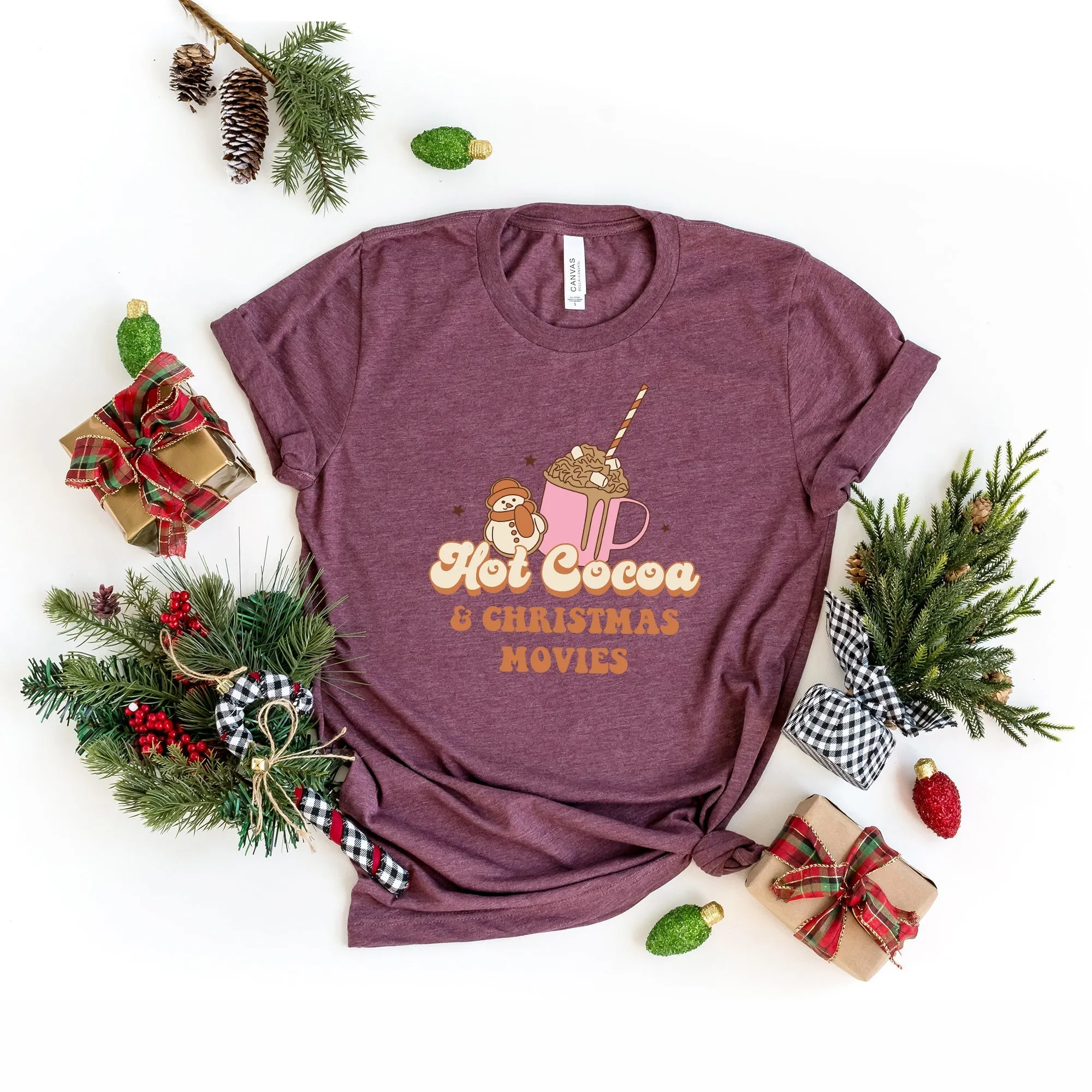 Hot Cocoa And Christmas Movies | Short Sleeve Crew Neck
