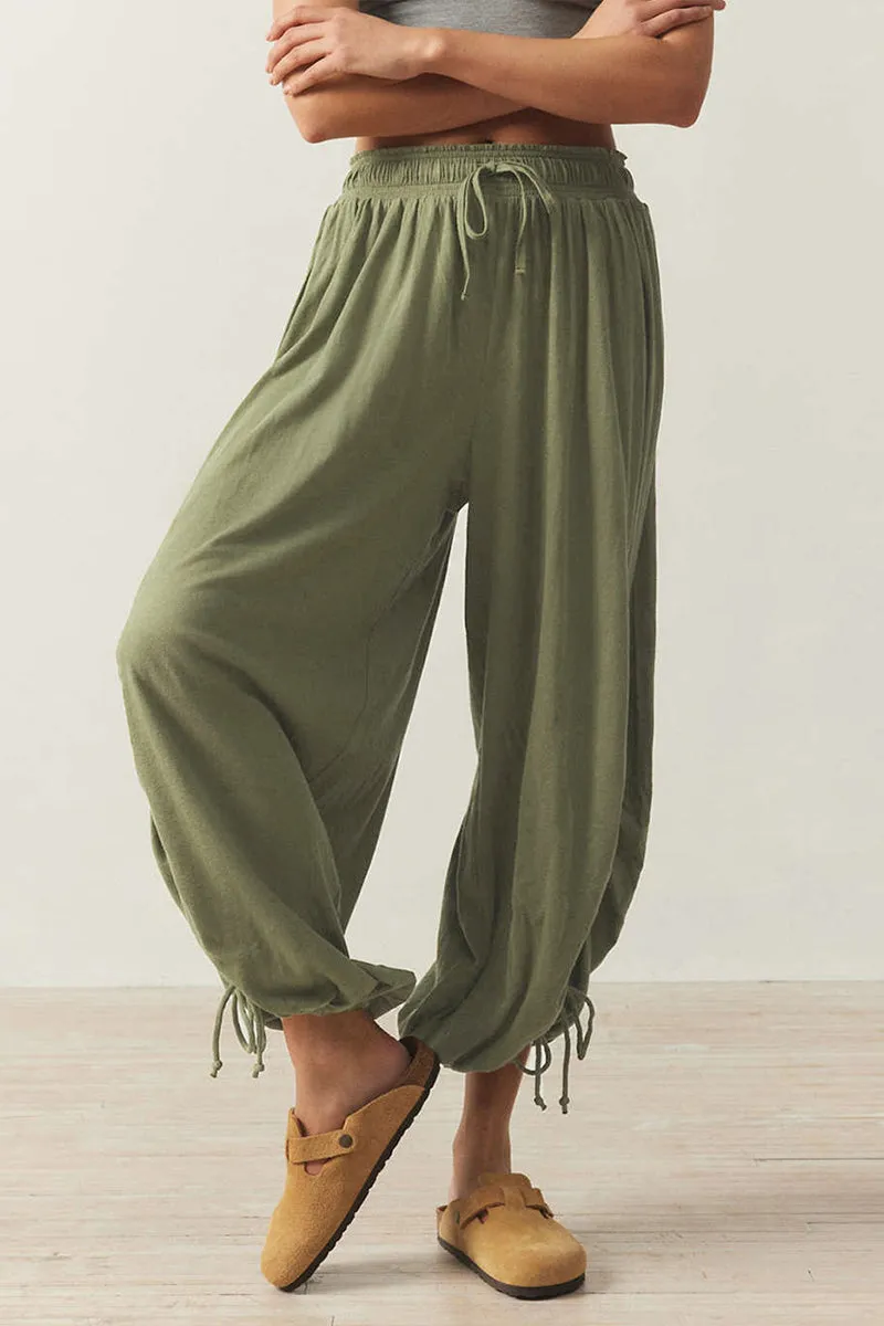 HTQ1286 Solid Ruched Jogger Pants