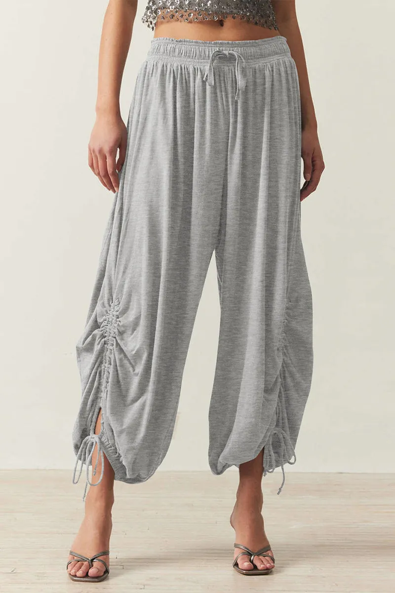 HTQ1286 Solid Ruched Jogger Pants