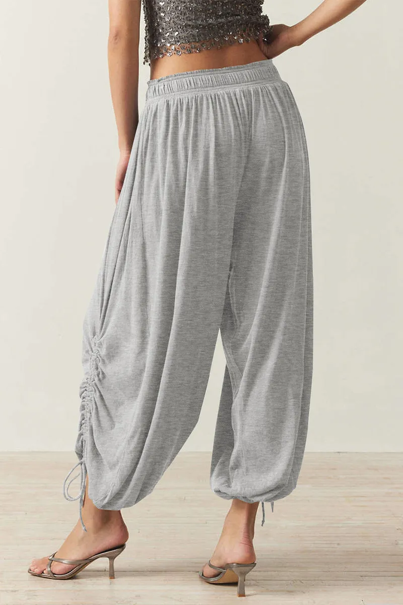 HTQ1286 Solid Ruched Jogger Pants