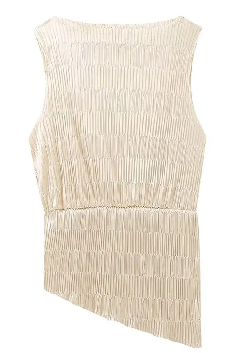HUO2173 Silk Sleeveless Top & Pants Set