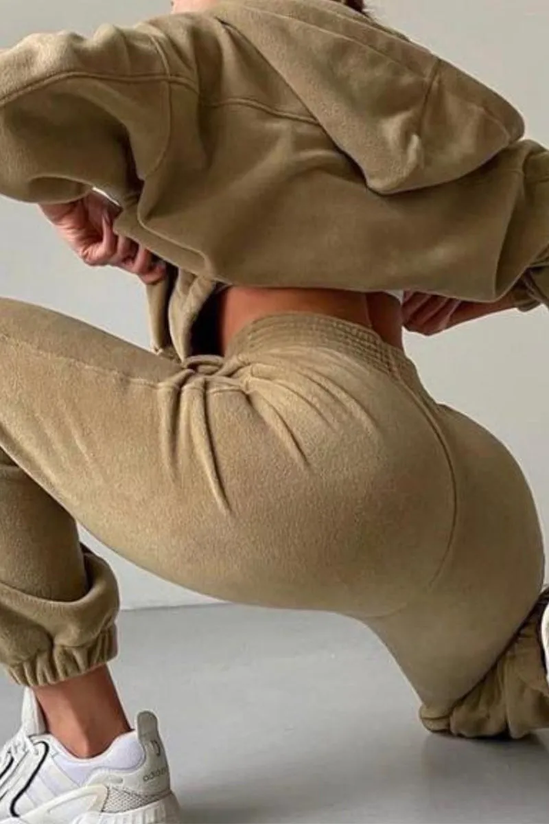 HUS1215 Casual Zip-Up Tracksuit Set