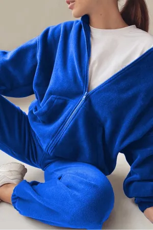 HUS1215 Casual Zip-Up Tracksuit Set