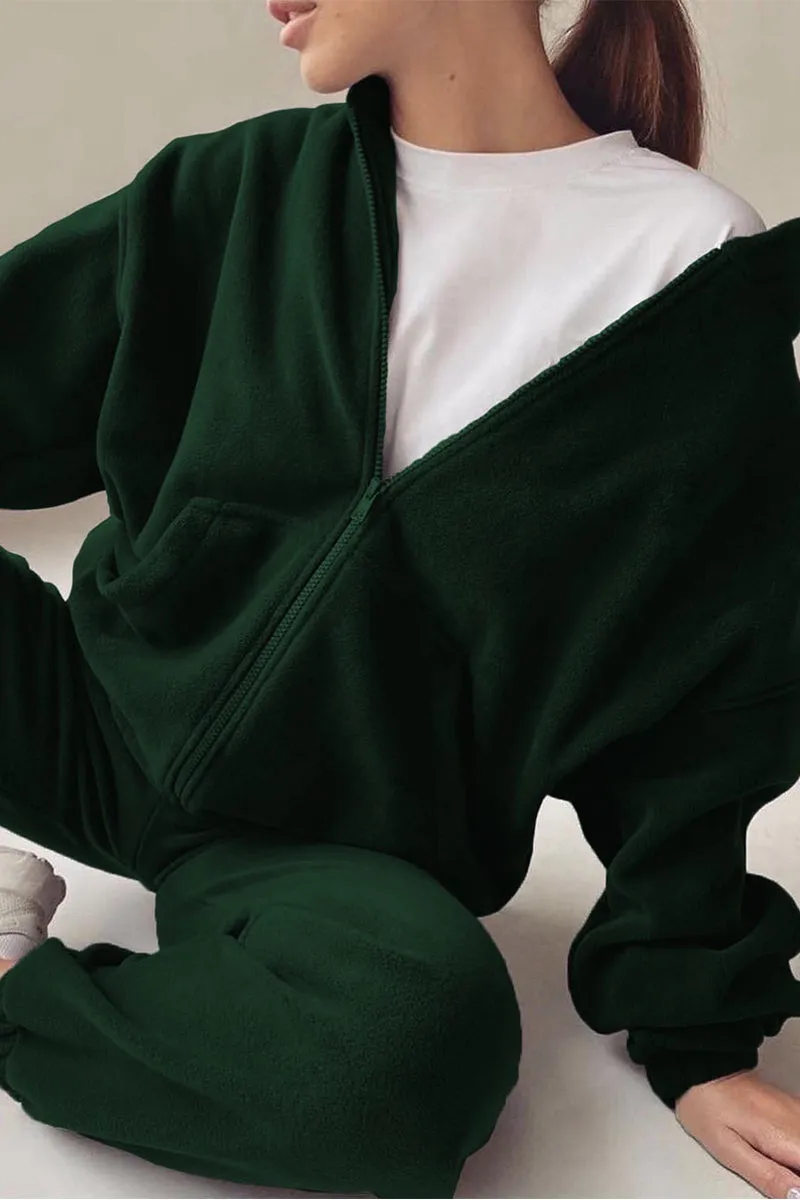 HUS1215 Casual Zip-Up Tracksuit Set