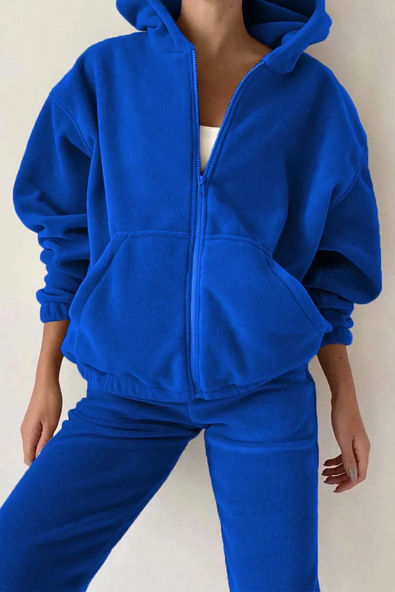 HUS1215 Casual Zip-Up Tracksuit Set