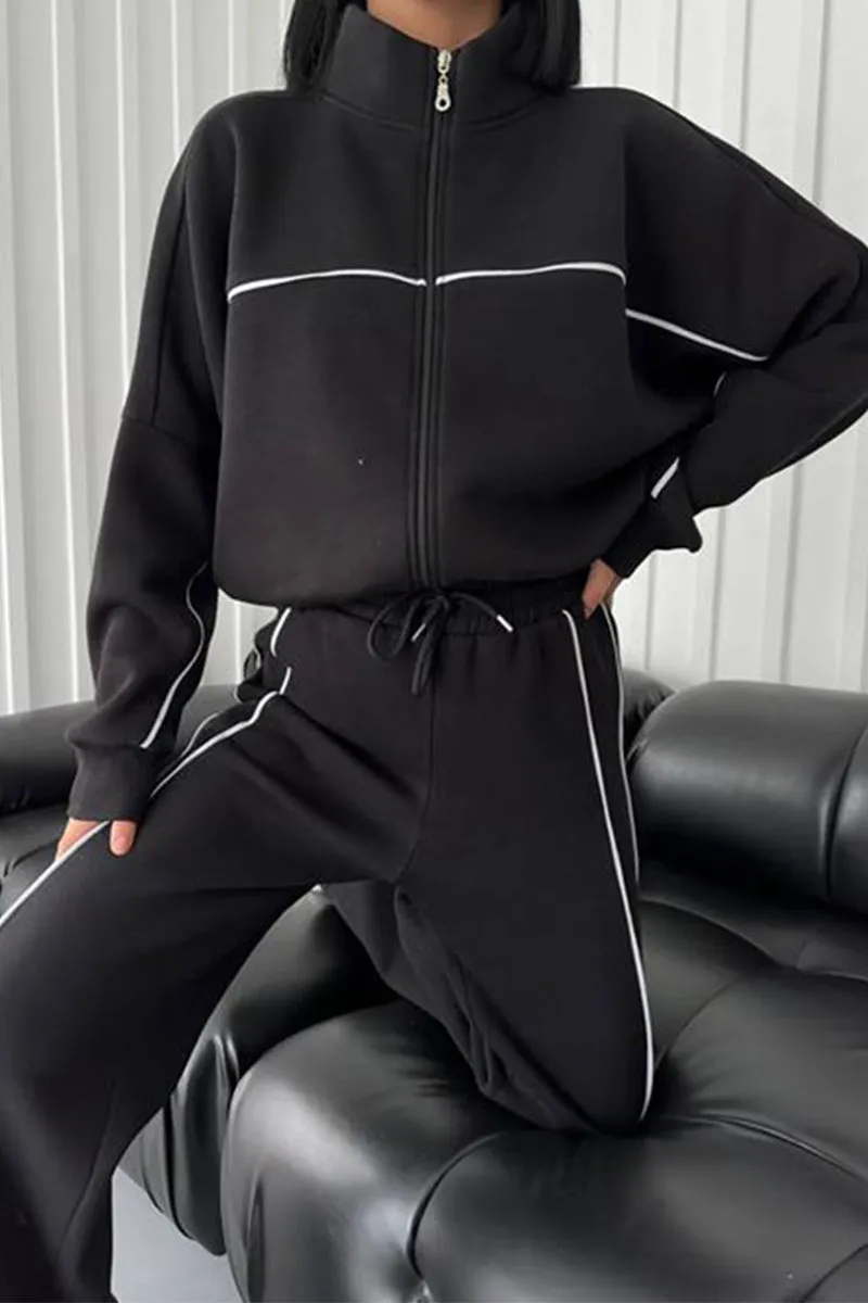 HUS1259 Relaxed Fit Zip-Up Tracksuit Set