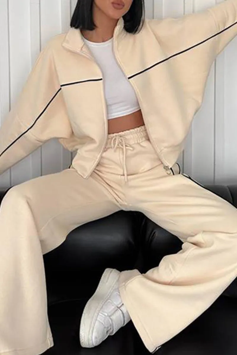 HUS1259 Relaxed Fit Zip-Up Tracksuit Set