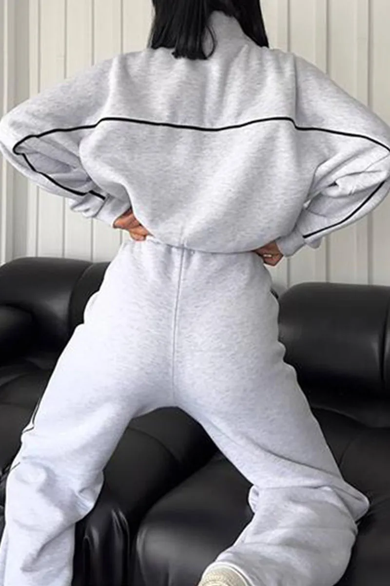HUS1259 Relaxed Fit Zip-Up Tracksuit Set