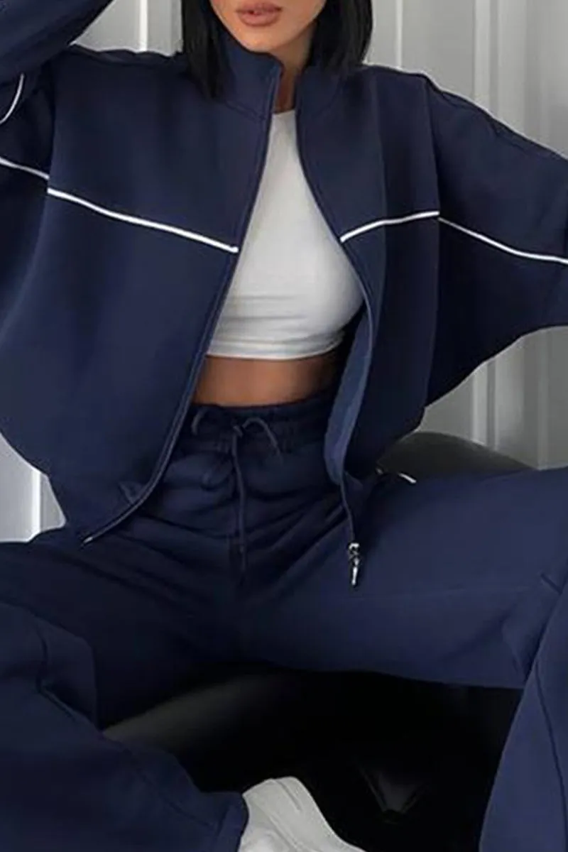 HUS1259 Relaxed Fit Zip-Up Tracksuit Set