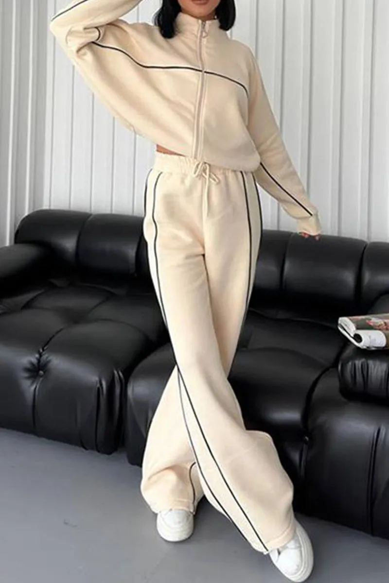 HUS1259 Relaxed Fit Zip-Up Tracksuit Set