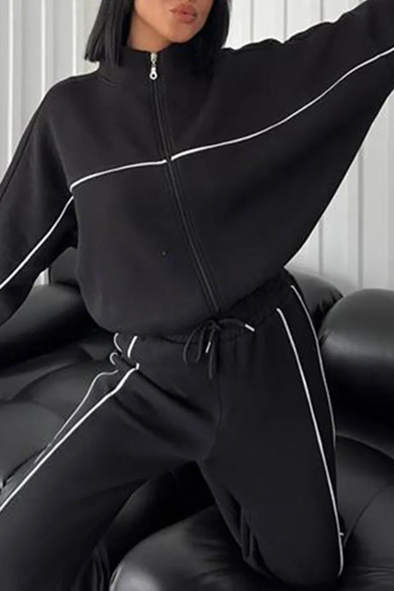 HUS1259 Relaxed Fit Zip-Up Tracksuit Set
