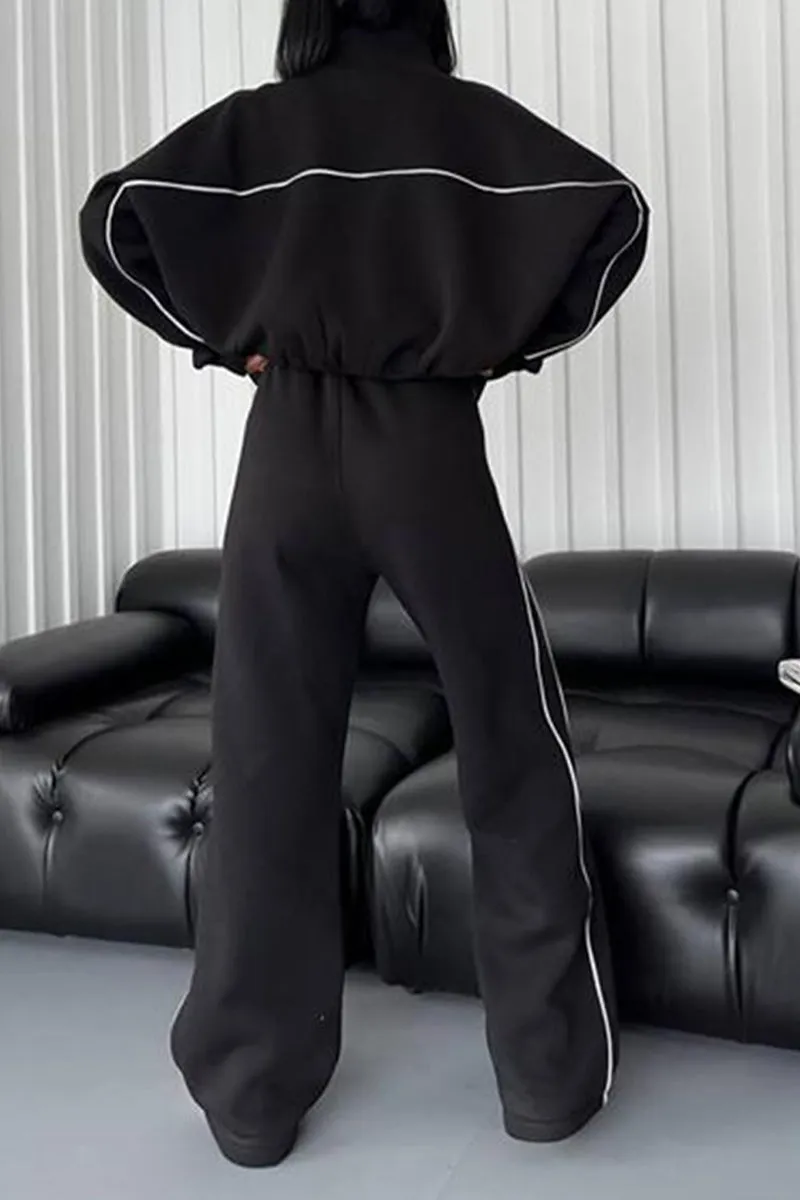 HUS1259 Relaxed Fit Zip-Up Tracksuit Set