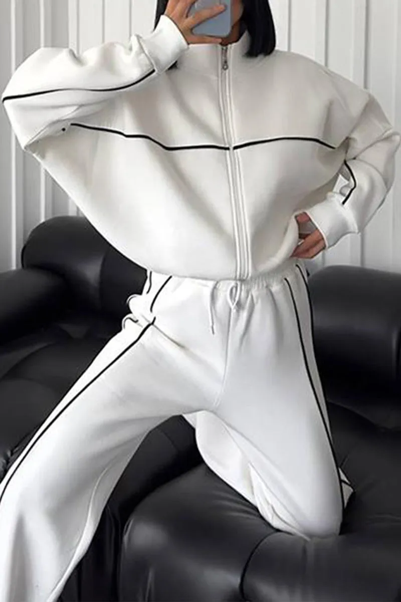 HUS1259 Relaxed Fit Zip-Up Tracksuit Set