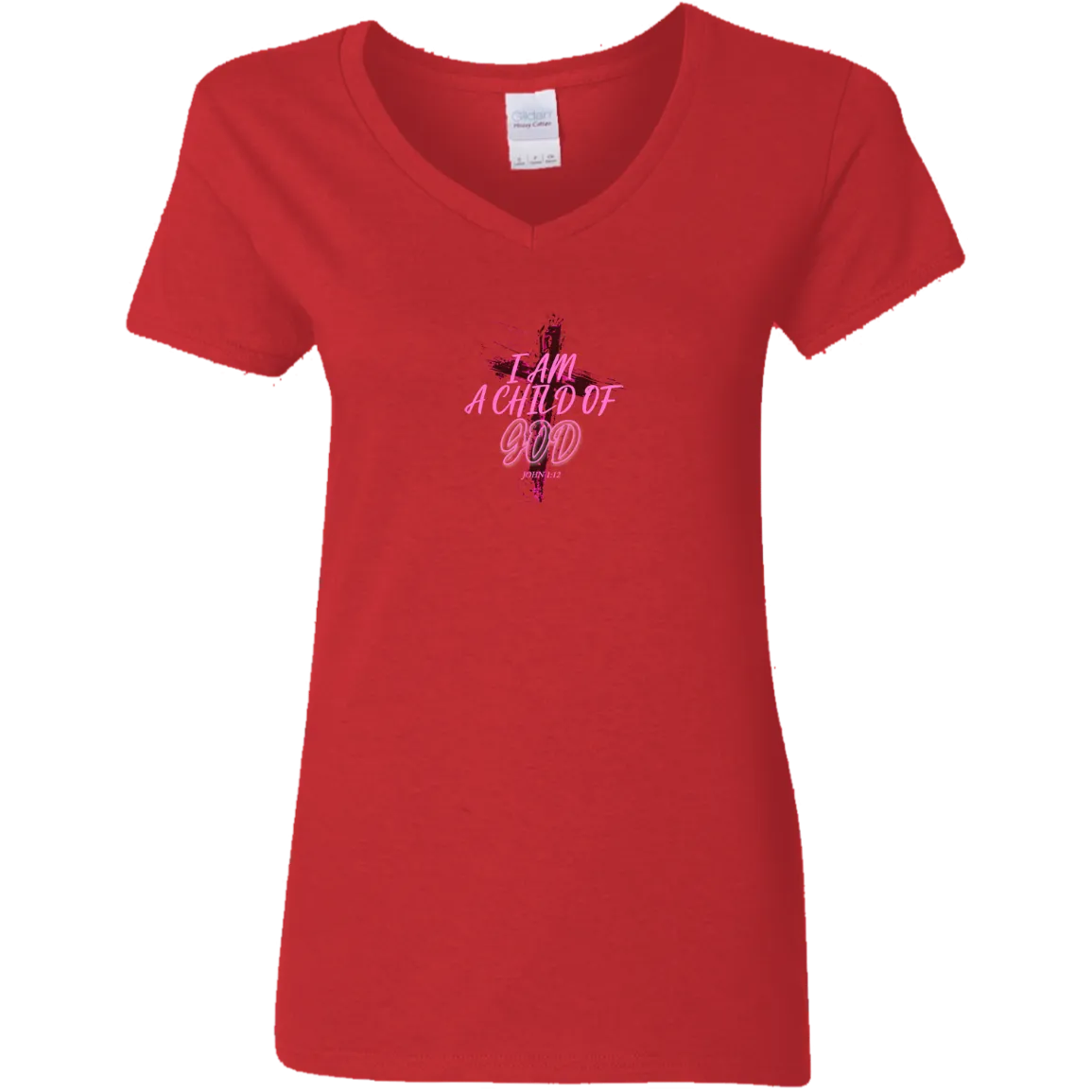 I Am a Child of God Ladies V-Neck Tee Shirt