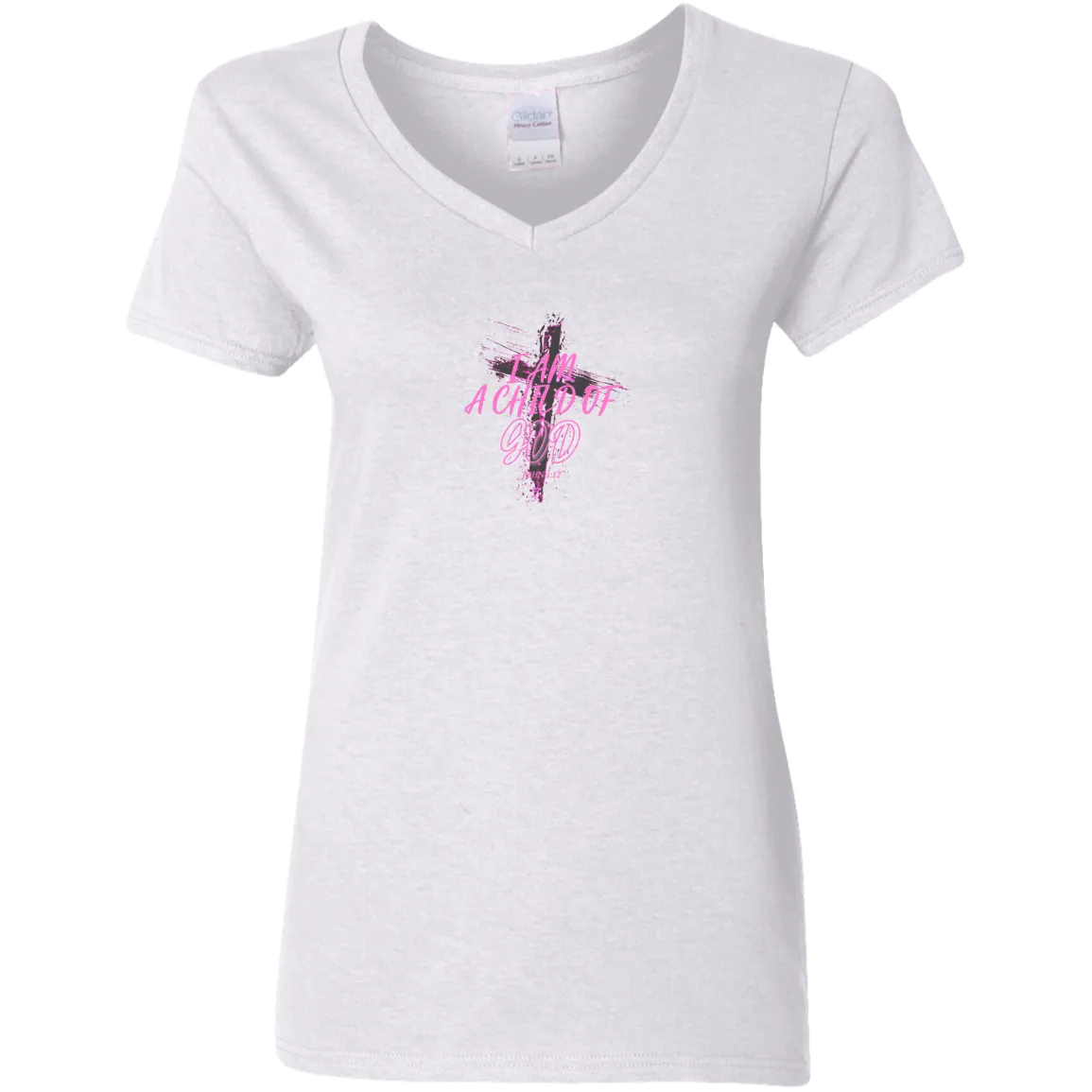 I Am a Child of God Ladies V-Neck Tee Shirt