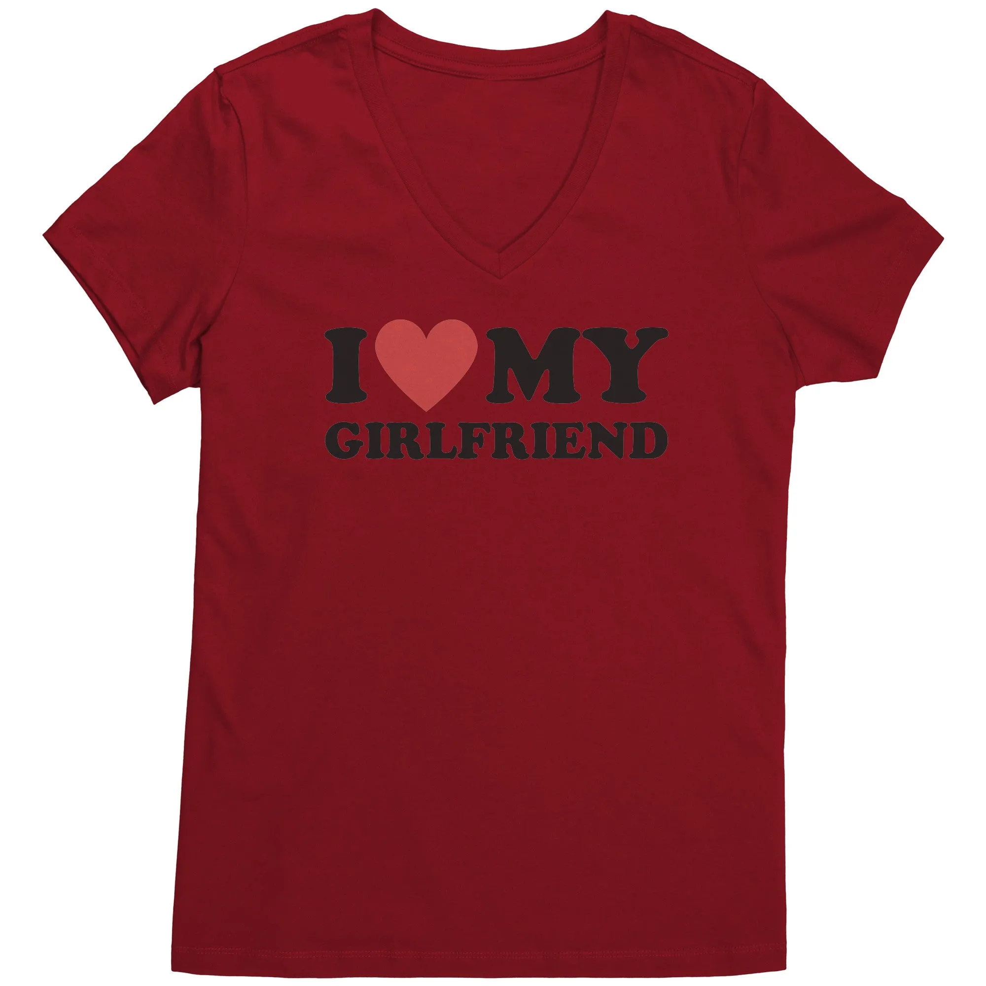 I Love My Girlfriend Shirt, Valentine Shirt, I Heart My Girlfriend Shirt, Valentine's Day Tshirt, Valentine Gift For Boyfriend Shirt Vneck