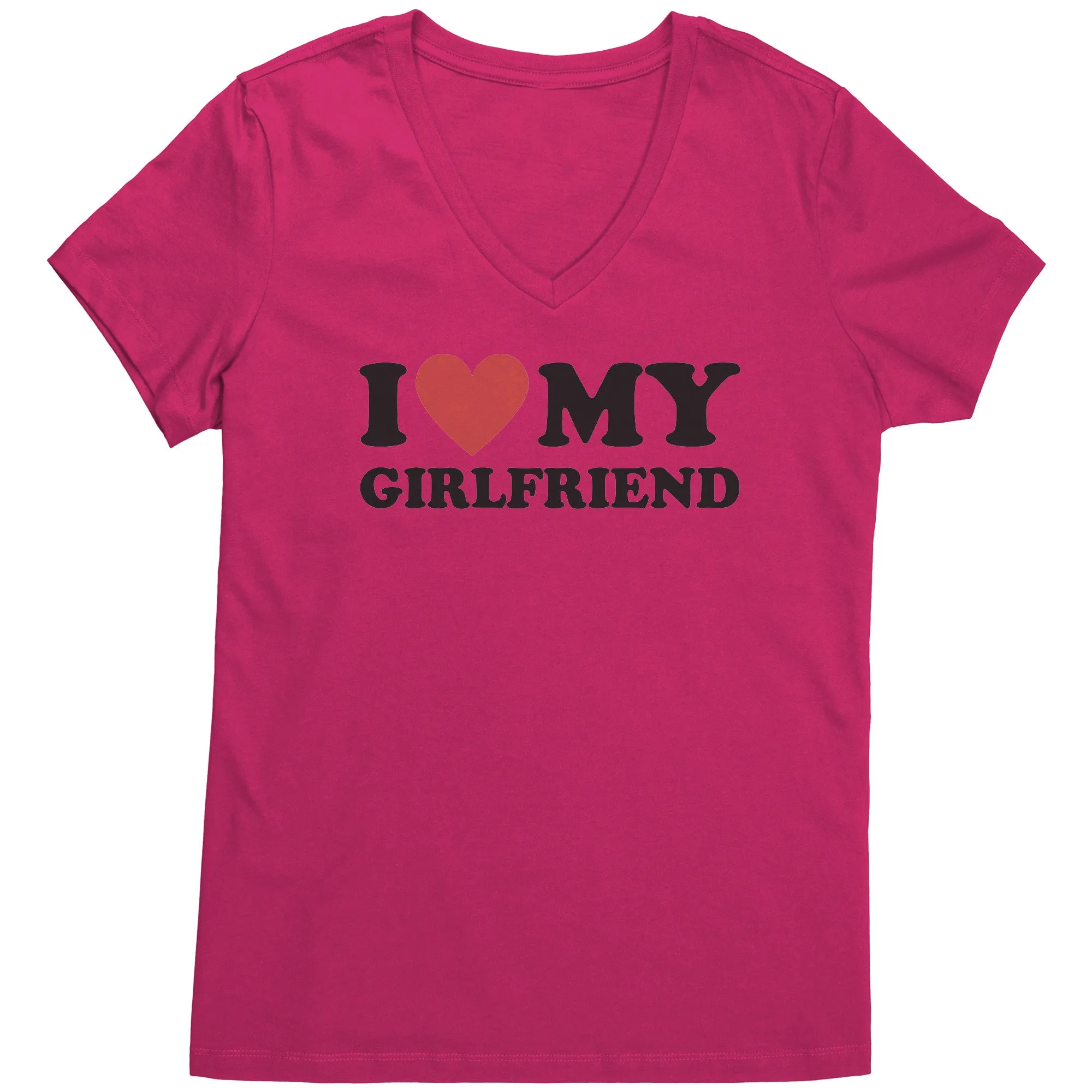 I Love My Girlfriend Shirt, Valentine Shirt, I Heart My Girlfriend Shirt, Valentine's Day Tshirt, Valentine Gift For Boyfriend Shirt Vneck