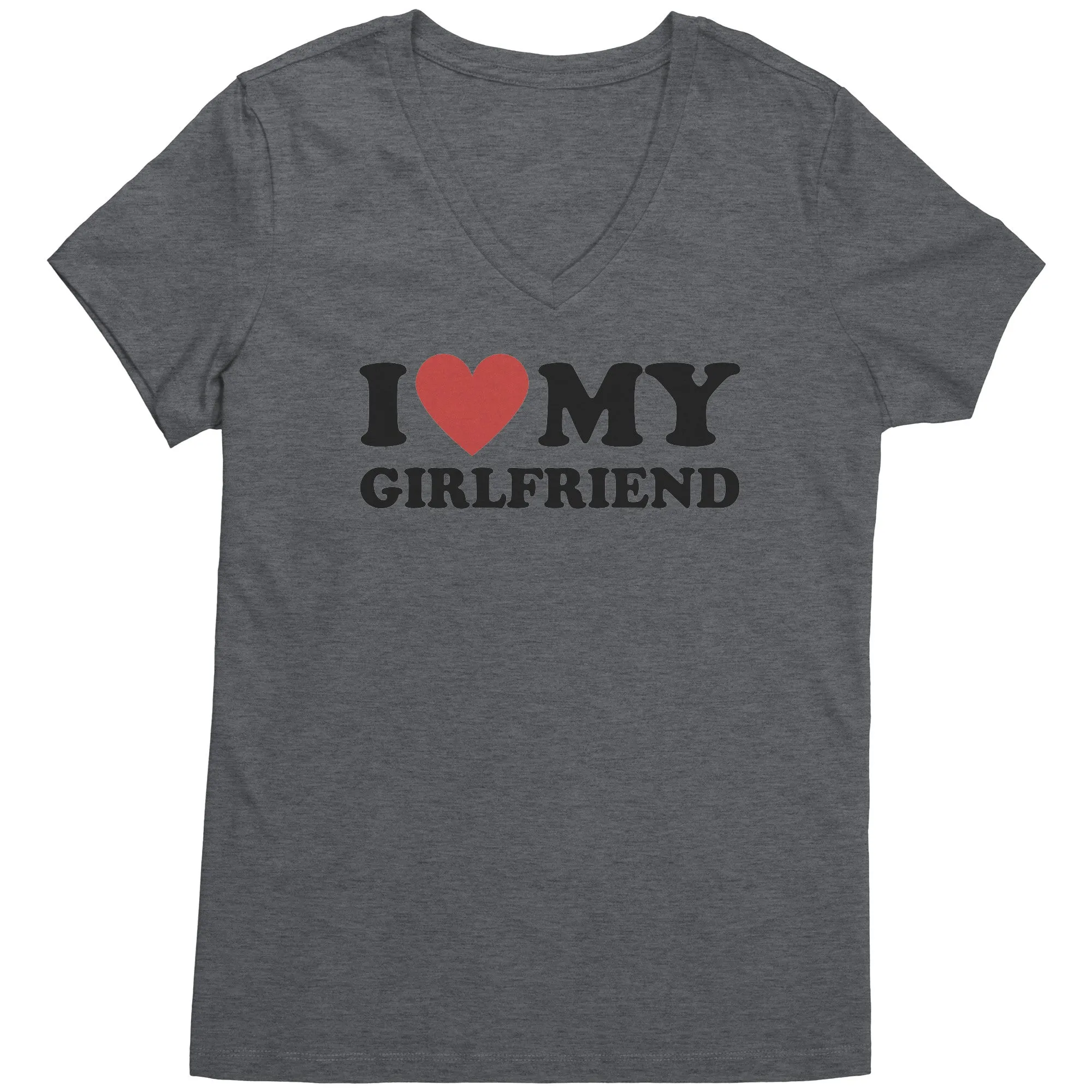I Love My Girlfriend Shirt, Valentine Shirt, I Heart My Girlfriend Shirt, Valentine's Day Tshirt, Valentine Gift For Boyfriend Shirt Vneck