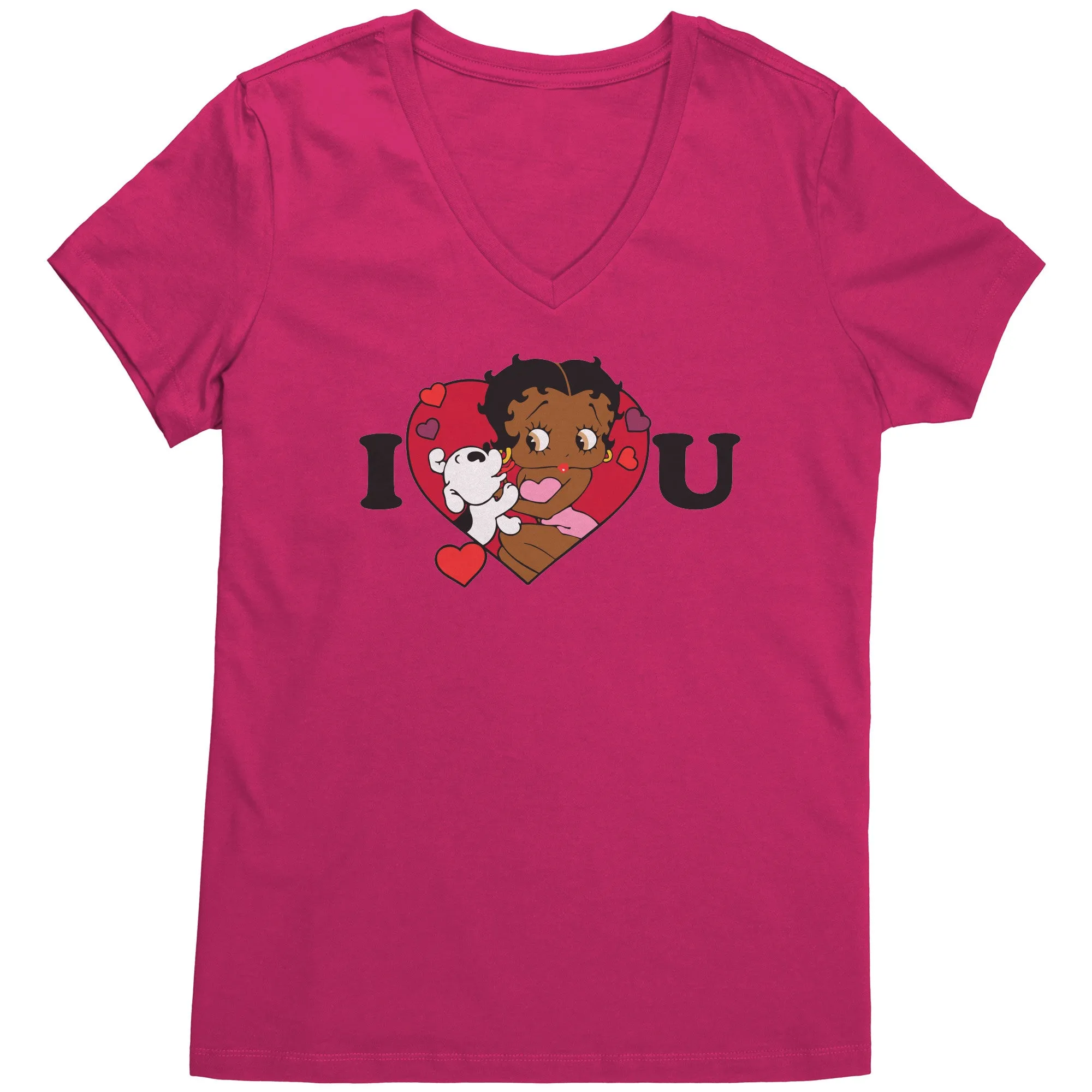 I love You Betty Boop Vneck, I Love You Shirt, Cute Betty Boop Shirt Christmas Gifts For Her, Black Betty Boop Design Womens Vneck Shirt
