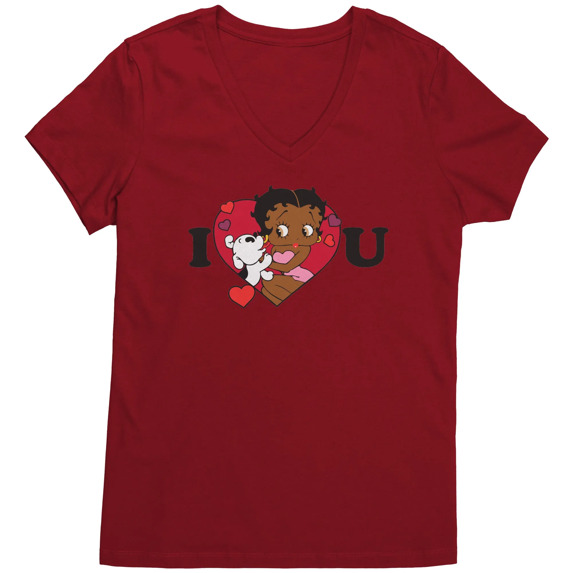 I love You Betty Boop Vneck, I Love You Shirt, Cute Betty Boop Shirt Christmas Gifts For Her, Black Betty Boop Design Womens Vneck Shirt