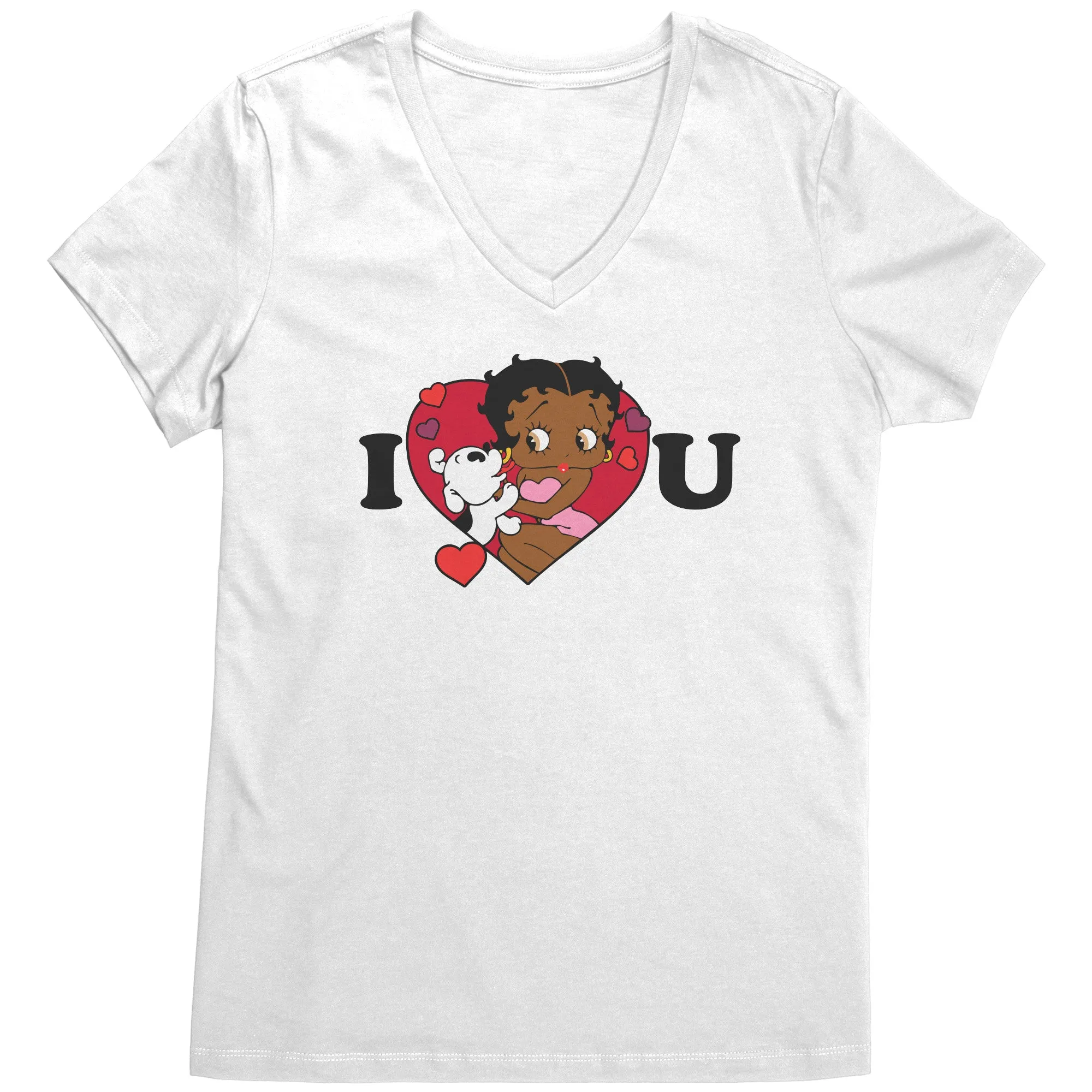 I love You Betty Boop Vneck, I Love You Shirt, Cute Betty Boop Shirt Christmas Gifts For Her, Black Betty Boop Design Womens Vneck Shirt