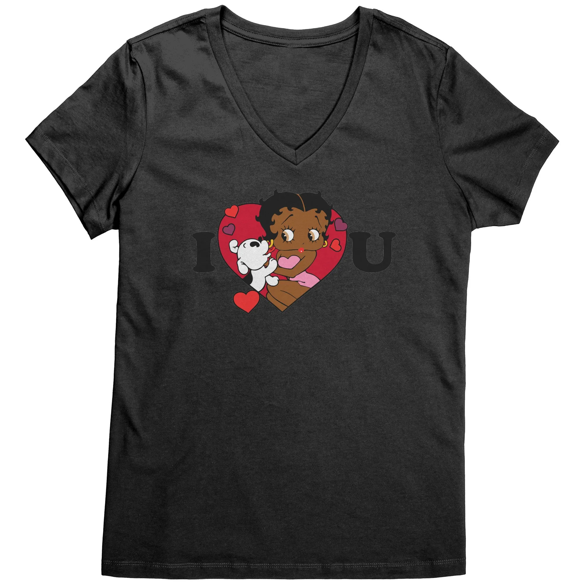 I love You Betty Boop Vneck, I Love You Shirt, Cute Betty Boop Shirt Christmas Gifts For Her, Black Betty Boop Design Womens Vneck Shirt